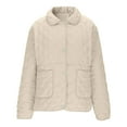 thumbnail image 5 of ClodeEU Women's Quilted Coat,Lapel Zip Up Jacket With Pockets,Long Sleeve Loose Fit Jacket Beige,Womens Plus L, 5 of 7