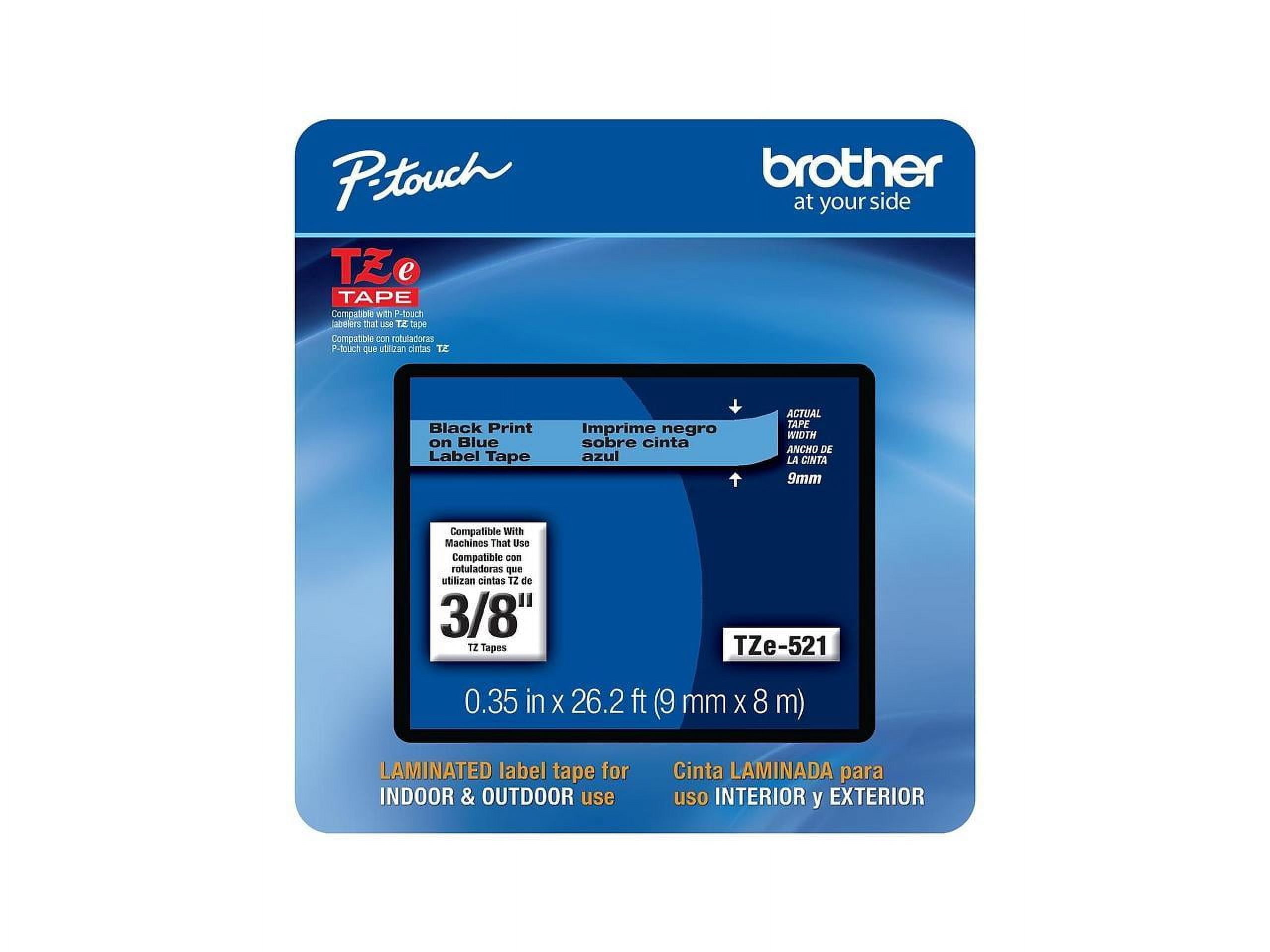 (4 pack) Brother P-Touch TZe Laminated Removable Label Tapes, 0.35" x 26.2 Feet, Black on Blue
