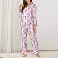 thumbnail image 2 of Yiaed Seahorse and Starfish Print Pajamas Women's Long Sleeve Sleepwear Soft Button Down Loungewear Pjs Lounge Set Nightwear Womens Pajama Pants-Large, 2 of 7