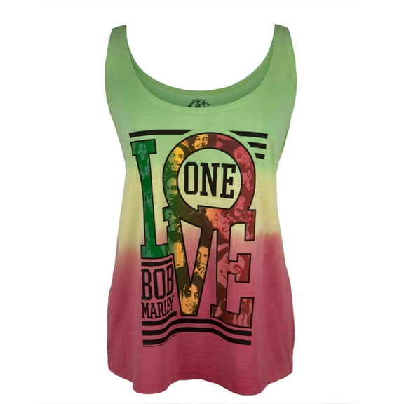 Bob Marley - One Love Collage Tie-Dye Juniors Tank Top - Large