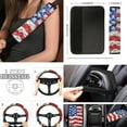 thumbnail image 4 of Jeiento American Flag 17 Piece Car Seat Covers With Floor Mats, Steering Wheel Cover, Armrest Pad, Seat Belt Covers, Coaster, and Keychain, Universal Fit for Most Vehicles, 4Th of July Auto Decor, 4 of 6