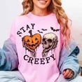 thumbnail image 4 of Stay Creepy Halloween T-Shirt, Pumpkin Skull Graphic Tee, Retro Spooky Season Shirt, Vintage Comfort Colors Halloween Apparel Gift for Her - Blossom, 3XL, 4 of 5