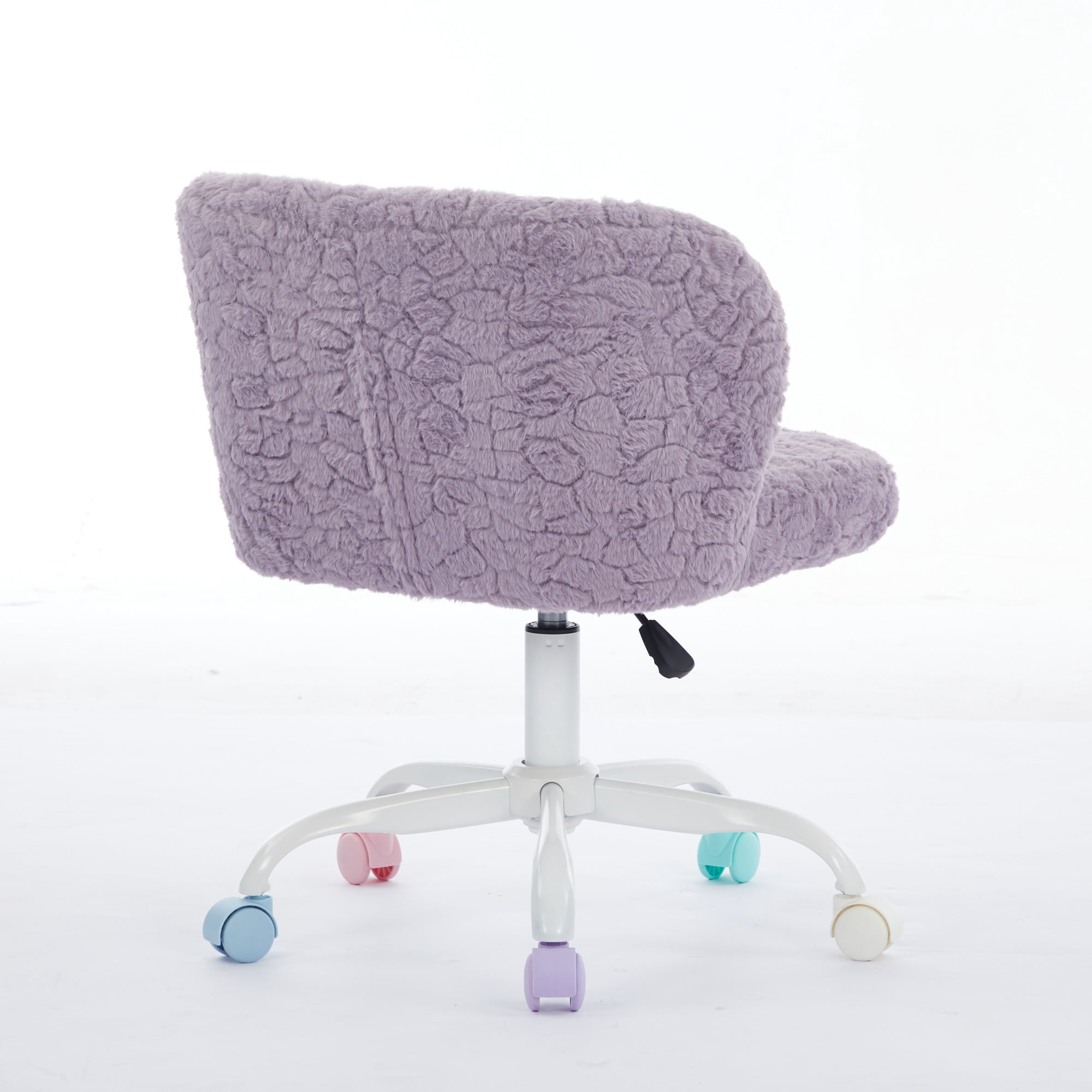 Furniture Office Chair, Artificial Rabbit Hair Home Chair with Metal Base, Adjustable Desk Chair Swivel Office Chair, Vanity Chair (Violet)