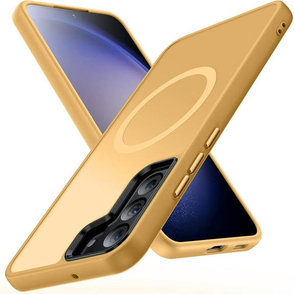 Magnetic for Galaxy S21 FE 5G Case,[Compatible with Magnetic],[10 FT Military Grade Drop Protection] Slim Protective Translucent Matte,TPU PC Luxury Protective Phone Case Orange 16-s21fe-05