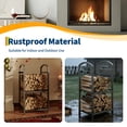thumbnail image 3 of 30 Inch Firewood Rack Outdoor Indoor, High Outdoor Wood Racks for Firewood, Fire Wood Storage with Kindling Hooks, Large Metal Fireplace Log Rack Storage Carrier Organizer, Sliver, 3 of 8