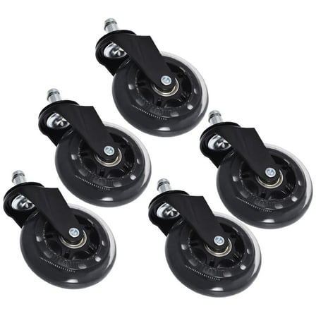 5Pcs Black 3 Inch Casters Wheels Heavy Duty Rubber Office Chair Swivel Caster Wheels Fit for Floor Carpet Tile