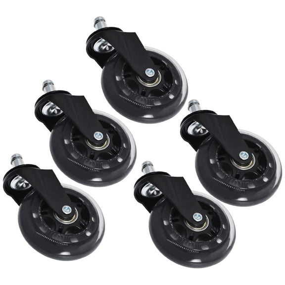 5Pcs Black 3 Inch Casters Wheels Heavy Duty Rubber Office Chair Swivel Caster Wheels Fit for Floor Carpet Tile