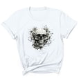 thumbnail image 4 of Sexlip Womens Swimsuit Set Spiked Skull Print Cover Up Design Crew Neck Short Sleeve Relaxed Silhouette Breathable Fabric for Pool Parties White S, 4 of 4