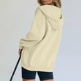 thumbnail image 5 of Women's Autumn Winter Button Up Cardigan, Solid Color Drawstring Hooded Pocket Sweatshirt, Soft Comfortable Long Sleeve Pullover for Casual Daily Wear, Entertainment and Seasonal Fashion Light Yellow, 5 of 7