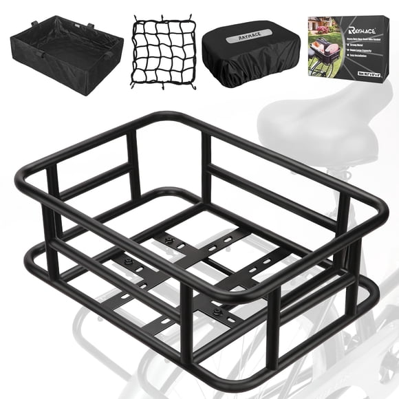 Canasta trasera para bicicleta RAYMACE de metal para portaequipaje 46 x 33 x 15 cm
