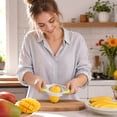 thumbnail image 6 of Mango Slicer and Cutter Kitchen Tool, Stainless Steel Blade Fruit Divider for Mangoes, ABS Handheld Mango Splitter for Fast Cutting and Everyday Food Preparation, 6 of 9