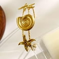 thumbnail image 2 of Starfish Shell Ocean Theme Bracelet Stainless Steel Open End Bangle Jewelry, 2 of 8