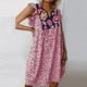 thumbnail image 3 of Gibobby Vestidos para Mujer Mini vestido de playa de de verano sin mangas con volantes florales sueltos para mujer (S-3XL)(Rosa,CH), 3 of 3