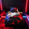 thumbnail image 5 of meiyoeat Neon Red-Blue Flame Game Controller Twin Sheet Sets for Kids Boys, Dual-Tone Geometric Gaming Bedding, 3-Piece, 1 Flat Sheet, 1 Fitted Sheet and 1 Pillowcase, 5 of 6
