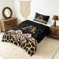 thumbnail image 2 of Manfei Leopard Print Initial A Twin Comforter Sets,Kawaii Bow Bedding Set,Black Brown,Black Reversible,2pcs,1 Comforter and 1 Pillowcase, 2 of 7