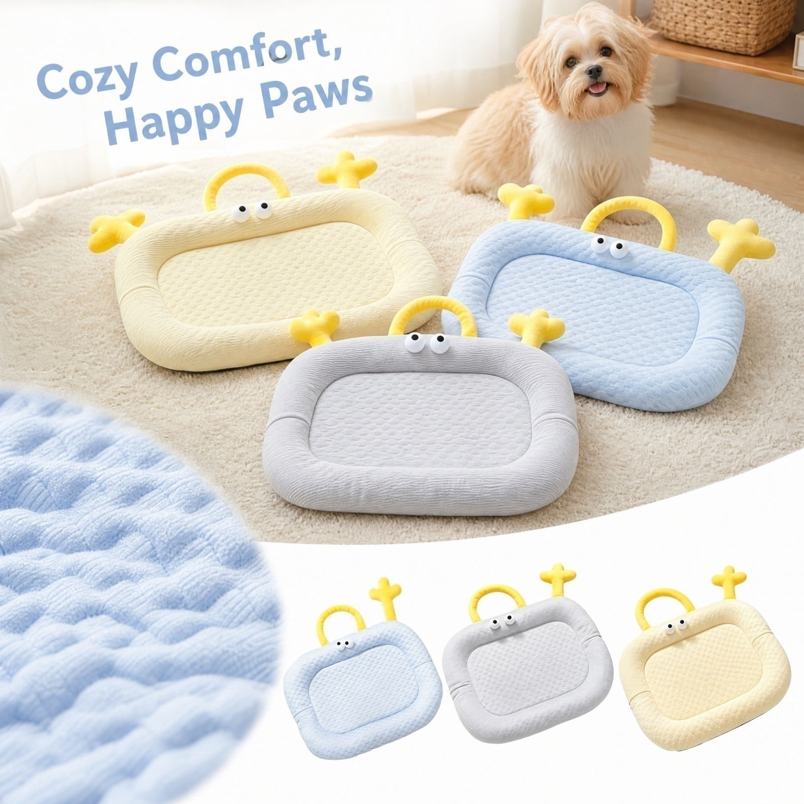 Pet Mat, Dog Cooling Mat, Dog Bed for Small Dogs, Cooling Pad for Dog, 20X16 in Light Gray Detachable Washable Ice Silk Pet Sleep Mattress, Cute Stylish Portable Dog Cat Sleeping