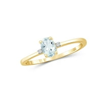 JewelersClub Aquamarine Ring Birthstone Jewelry – 0.45 Carat Aquamarine 14K Gold Plated Silver Ring Jewelry with White Diamond Accent – Gemstone Rings with Hypoallergenic 14K Gold Plated Silver Band