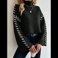 thumbnail image 4 of Suéteres de Punto Grueso para Mujer, Suéteres de Larga con Cuello Alto, Suéteres Holgados, Ropa de Moda de Invierno. Negro S, 4 of 10