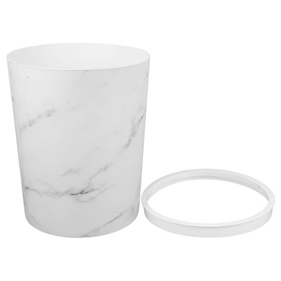 HEATSHAKING Heatshaking 1Set White Marble Pattern Waste Bin for Home Office Bathroom Stylish Design