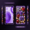 thumbnail image 2 of Casetego for Samsung Galaxy S21 FE 5G Case,Three Layer Heavy Duty Shockproof Protection Hard Plastic Bumper +Soft Silicone Rubber Protective Case,Dark Purple Rose, 2 of 6