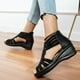 thumbnail image 5 of Zapatos de verano para mujer Sandalias planas informales con boca de pez ahuecadas y tacones de cuña con cremallera para mujer Wmkox8yii  nm9843, 5 of 8