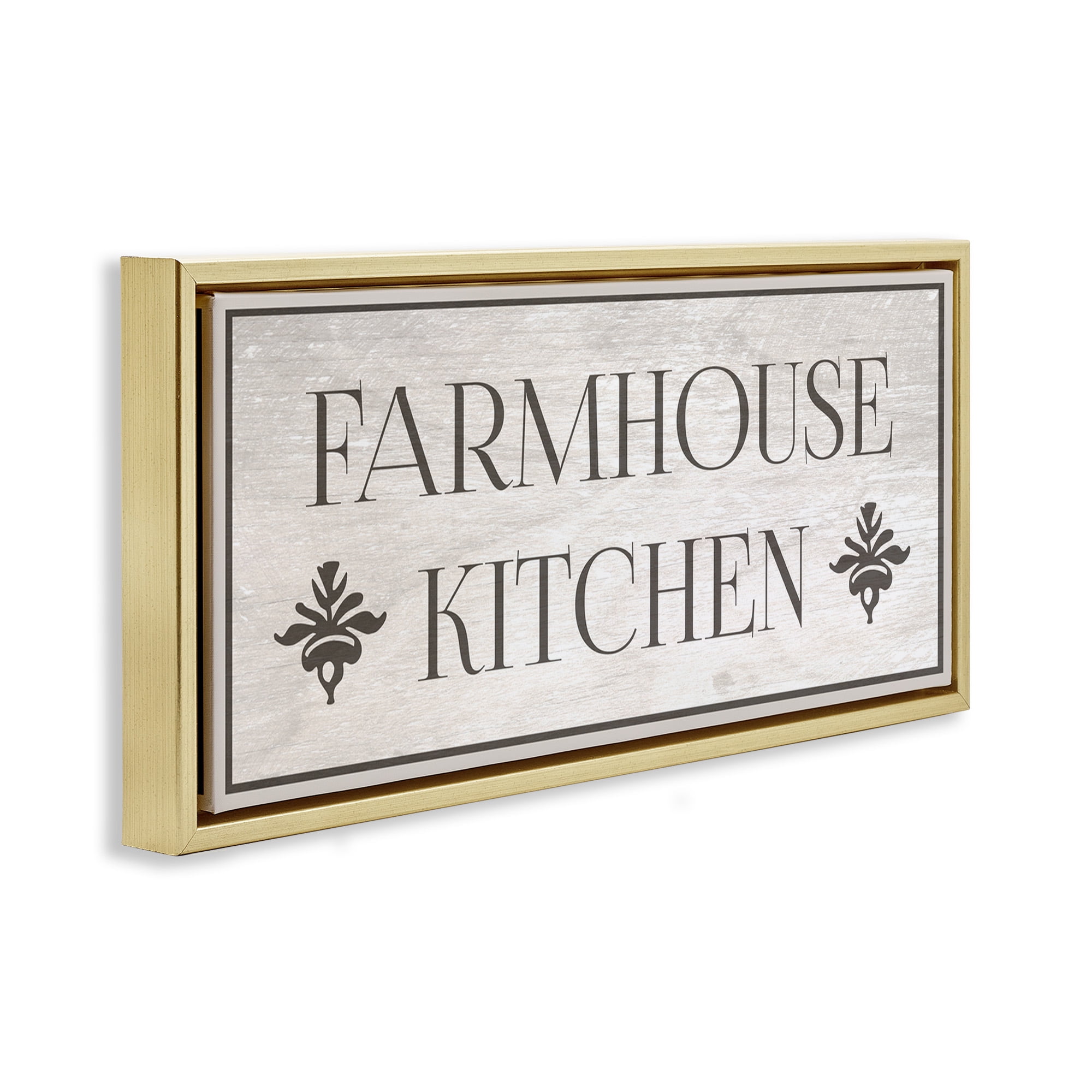 Stupell Industries Farmhouse Kitchen Typography Typography Painting Gold Floater Framed Canvas Art Print Wall Art, 25 x 11