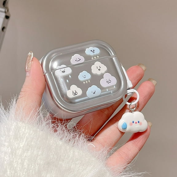 Cute Cloud Weather Pattern Case with Keychain for AirPods 1 2 3 Pro AirPod Pro2 Soft Bluetooth Earphone Case Protective Cover (cloud,For AirPods Pro)