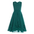 thumbnail image 3 of vastwit Robe Sans Manches en Chiffon pour Fille Fleur pour Mariage Robe de Demoiselle d'Honneur Junior Robe de Fête Vert Foncé 6, 3 of 7