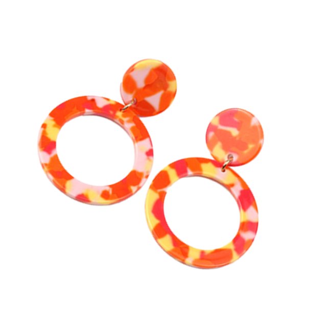 Jumpingount Pendientes colgantes para niña, suministro de joyería, aro grande a la moda, pendiente de personalidad para mujer con orificio para la oreja, Ropa, zapatos y accesorios Miscelánea Rojo Jumpingount AP010392-02