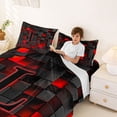 thumbnail image 3 of Erosebridal Letter Monogrammed L Boy Queen Sheet Sets 4 Pieces,Teens Children Black Red Futuristic Cubes Bed Set, 3 of 5