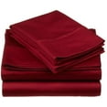 thumbnail image 1 of Split Bed Sheet Set 5 Pieces (1 Flat, 2 Fitted Sheet, 2 Pillow Covers) - 100% Egyptian Cotton - 800 Thread Count Deep Pocket up to 27" Mattress Size Split California King Color Burgundy Solid, 1 of 6
