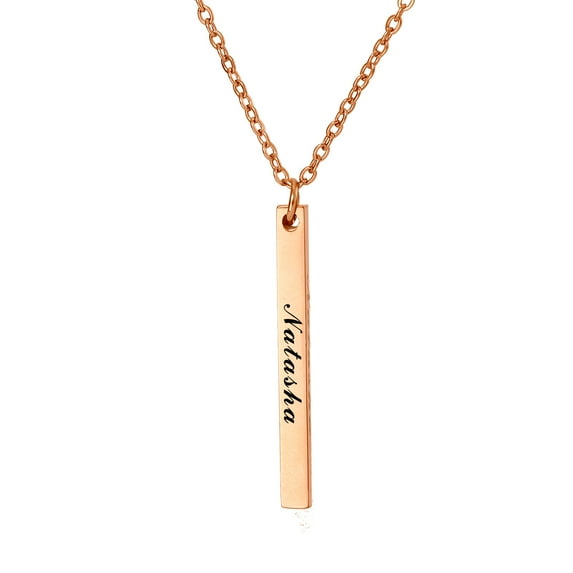 Name Custom Necklace 3D Bar Necklaces Women Custom Name Engraving Pendant Necklace Stainless Steel Unisex Jewelry