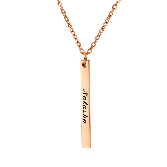 Name Custom Necklace 3D Bar Necklaces Women Custom Name Engraving Pendant Necklace Stainless Steel Unisex Jewelry