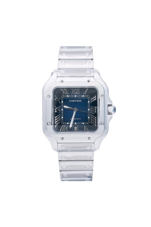 Pre-Owned Cartier Santos WSSA0030 40MM Blue Dial With Stainless Steel Bracelet
