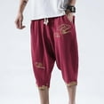 thumbnail image 5 of Inleife Men Solid Color Pockets Pull Rope Fashion Casual Comfort Beautiful Pants Red XXL, 5 of 5
