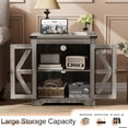 thumbnail image 5 of PAKASEPT Farmhouse End Table, 24" Large Sofa Side Table with Charging Station, Night Stand with Mesh Barn Door, Rustic Wood Square Nightstand with Cable Hole for Living Room, Bedroom, and Office, 5 of 8