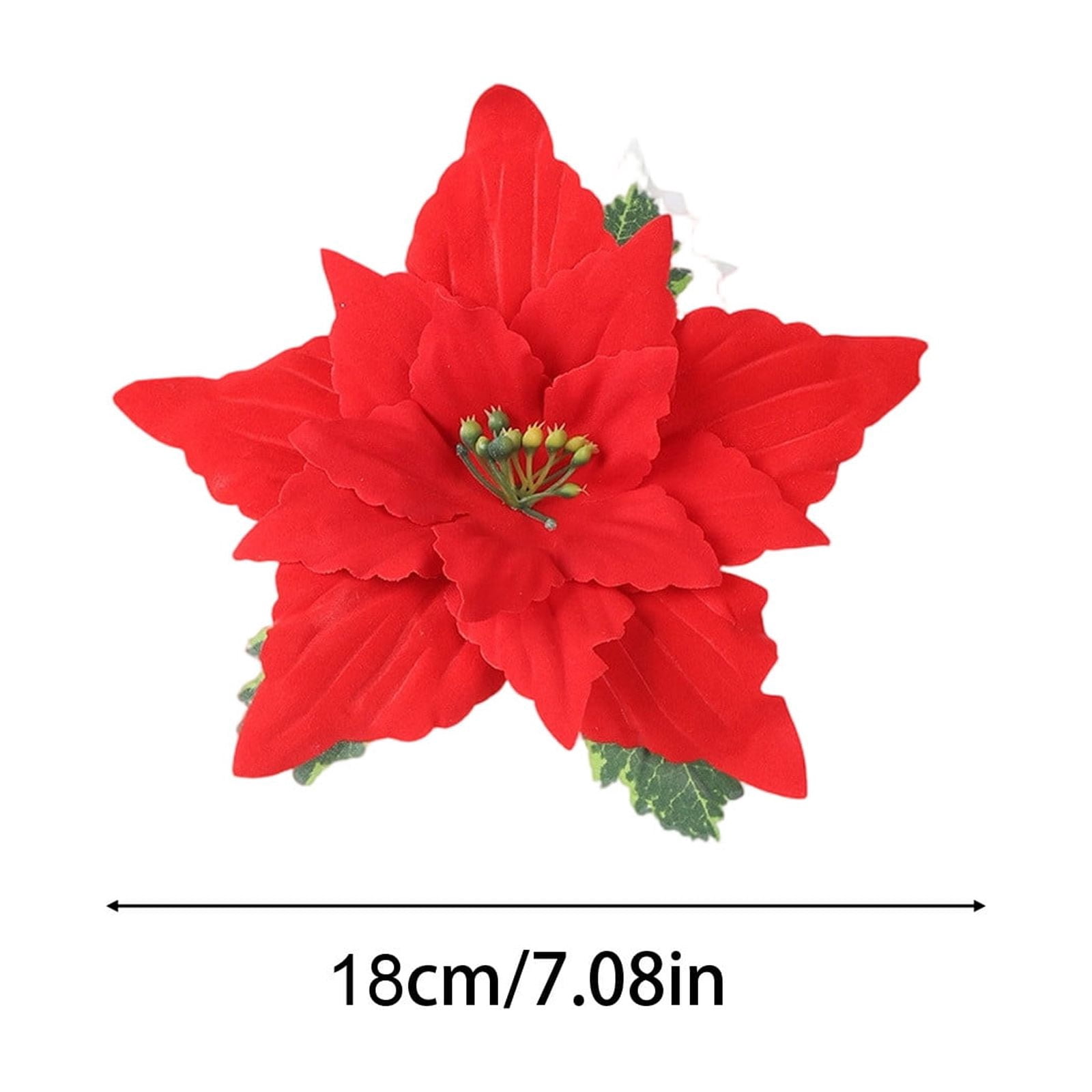 Bwiyojiz Christmas Decorations Home Decor Count 5pcs Decoration Holiday Products Flannel 5-fork Bouquet Simulation Flower Poinsettia Ornament, Gifts for Family, Red