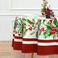 thumbnail image 2 of Christmas Red Poinsettia Flower Tablecloth, Merry Christmas Table Cloth Waterproof, Winter Christmas Xmas Kitchen Table Decor for Dining Holiday Party 60x60 Inch Round, 2 of 7