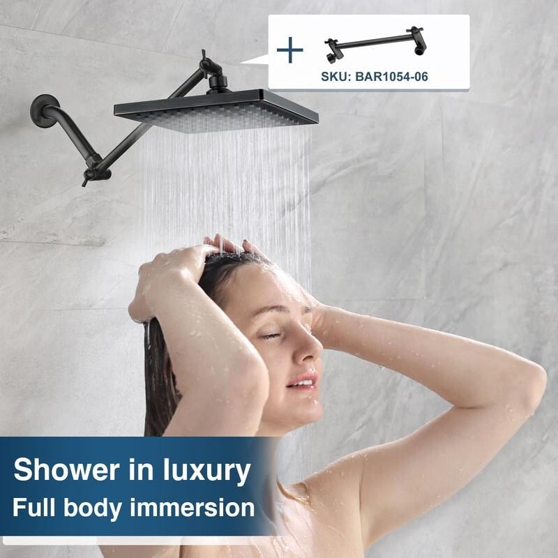 BRIGHT SHOWERS Rain Shower Head, High Pressure Waterfall Showerhead with Adjustable Angle Luxury Bathroom Overhead Shower 9 Inch Square - Oil-Rubbed