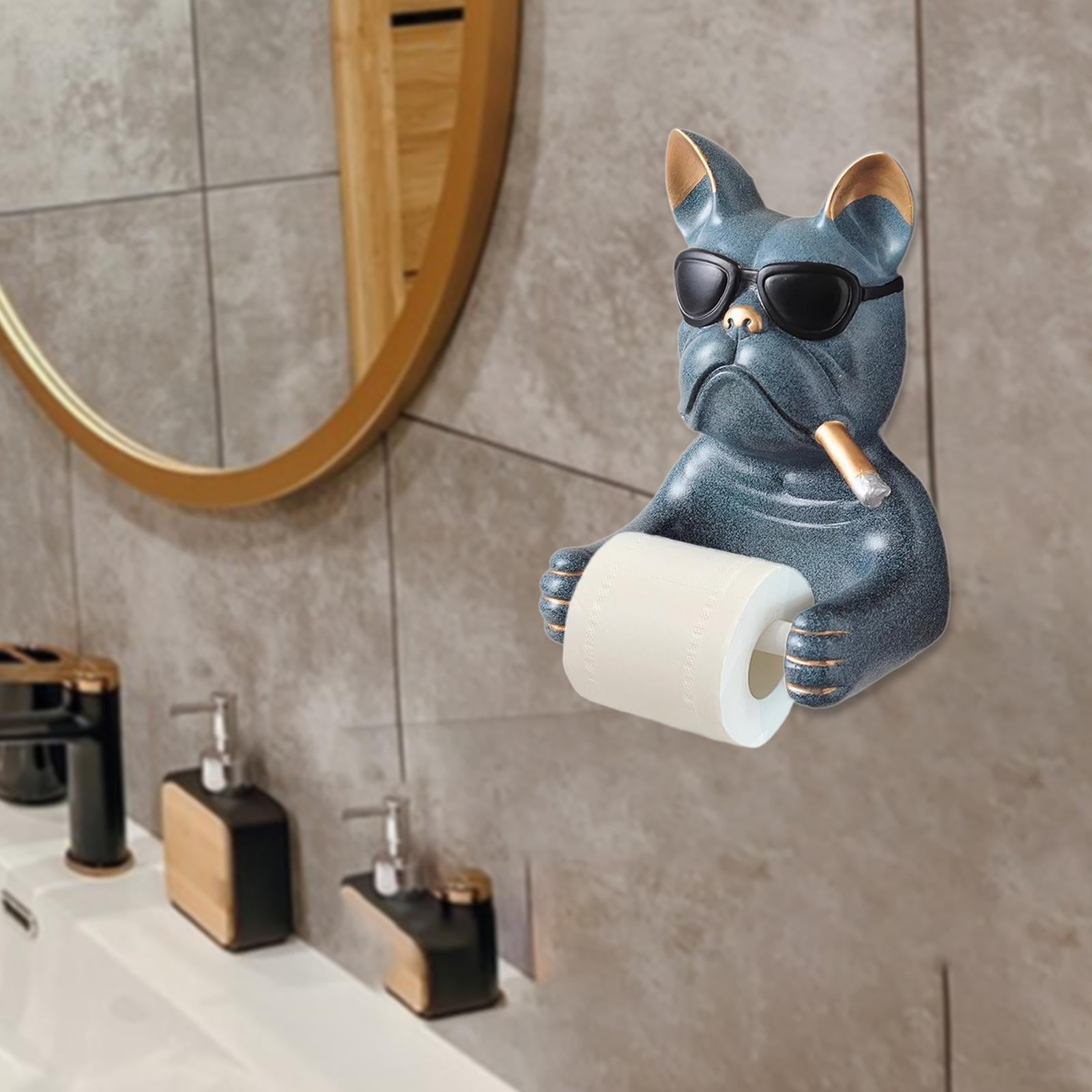 Fiocias Decorative Toilet Paper Holder Tissue Storage Rack Creative Dog Design Vinyl PVC Gray