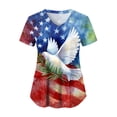 thumbnail image 4 of GEWSEY Scrubs for Women Patriotic Nurse Shirt 4th of July Plus Size V Neck Short Sleeve Scrub Top American Flag Nursing Tops (Blue, M), 4 of 8