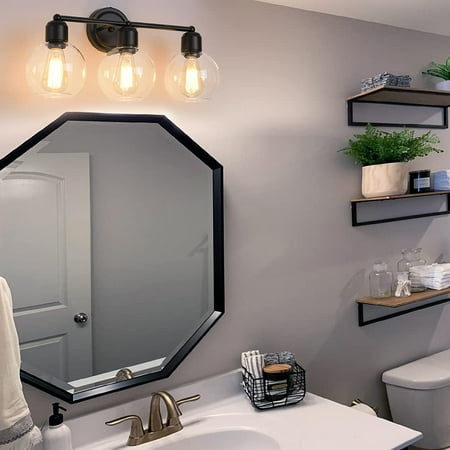 Black Vintage Bathroom Vanity Light With 15cm Clear Glass 3 Lights Indoor Bath Fixtures Make Up Mirror Front Matte Canada Black Vintage Bathroom Vanity Light, 1960s Bathroom Light Fixtures