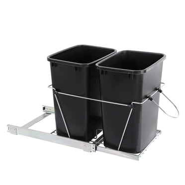 Double Pull-Out Trash Can For Under Kitchen Cabinets - Includes Two 35QT Bins, No Door Panel