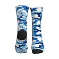 thumbnail image 2 of Mens Crew Socks Womens Blue Camouflage Workout Training Athletic Socks, 2 of 7