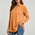 thumbnail image 2 of yillto Tshirts for Womens Long Sleeve Basic Shirts Sofy Stretchy Crew Neck Solid Color Loose Tees, 2 of 7