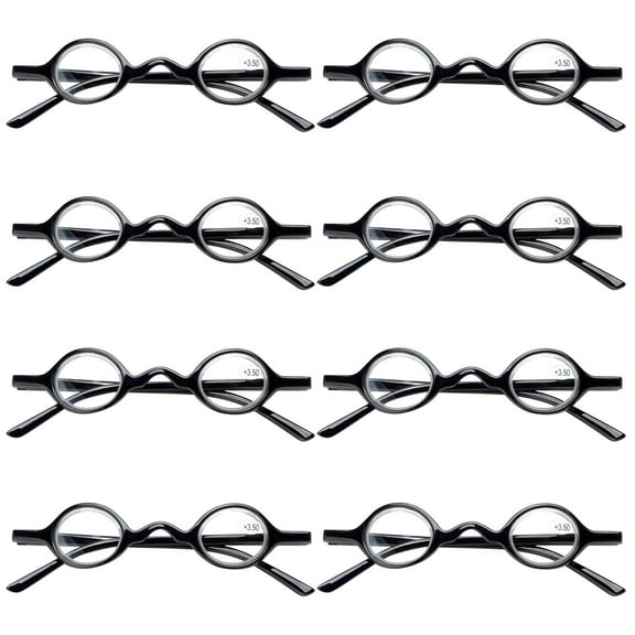 8PK Unisex Small Round Reading Glasses Blue Light Blocking Readers Men Women