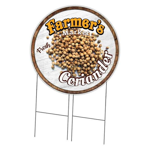 SignMission Corrugated Plastic Sign With Stakes 36" Circular - Farmer's Market Coriander | Coroplast Yard Sign With Stake |  Made in the USA