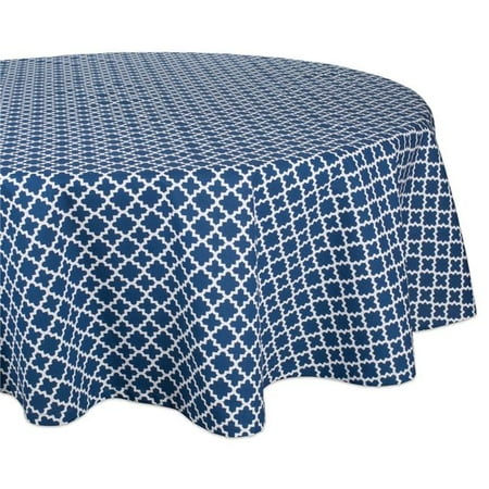 

70 in. Round Nautical Blue Lattice Tablecloth