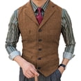 thumbnail image 5 of Chaleco de traje para hombre Chaleco de espiga de corte entallado Chaleco casual de botonadura sencilla Chaleco de negocios para novio, 5 of 5