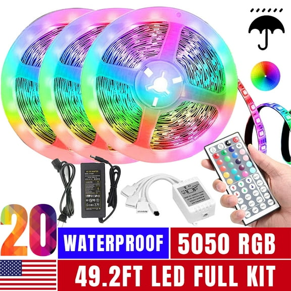 50ft Led Lights,Led Strip Lights for Bedroom Color Changing Lights with 44 Keys Remote Controller Led Strip Lights